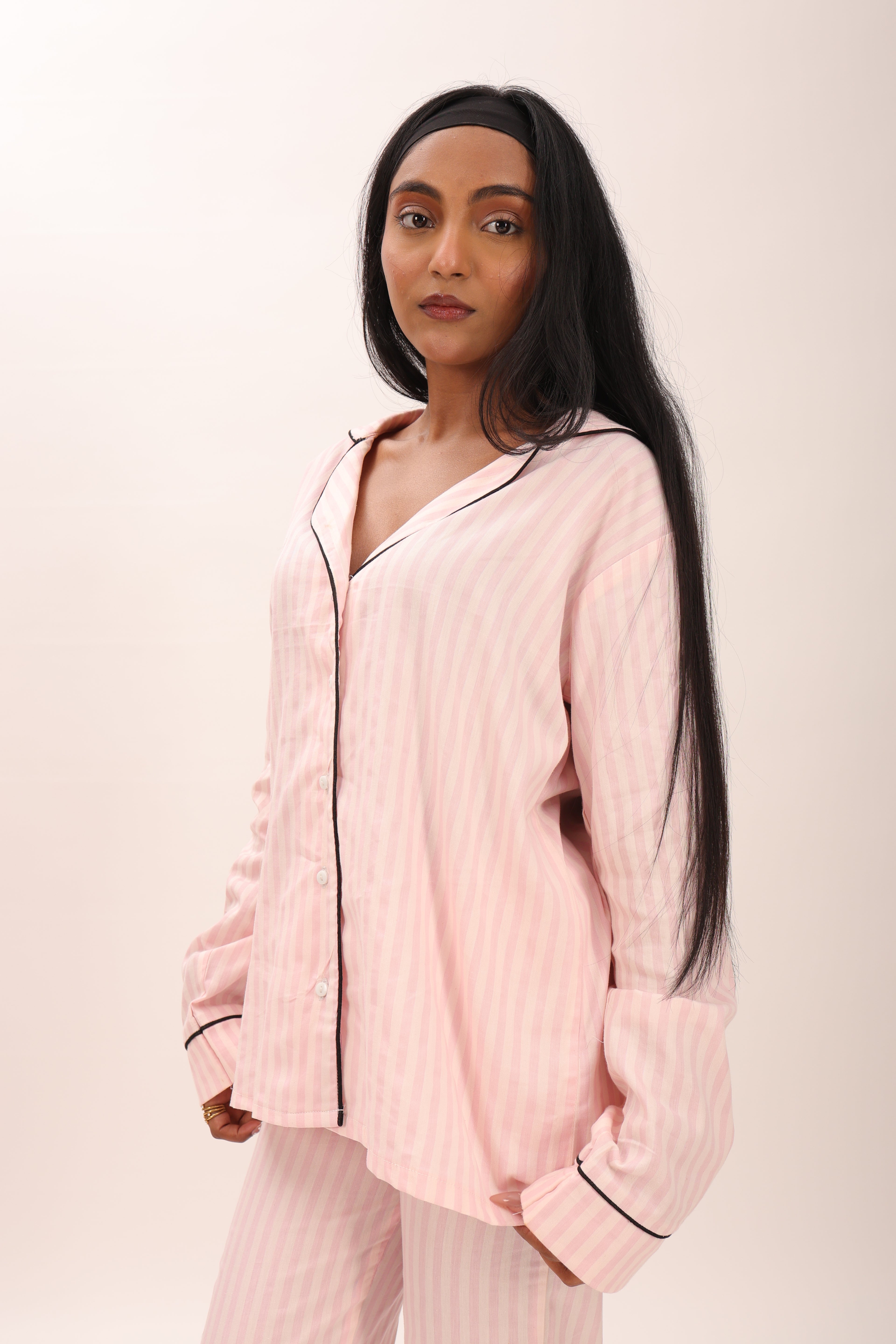 Striped linen pajama set