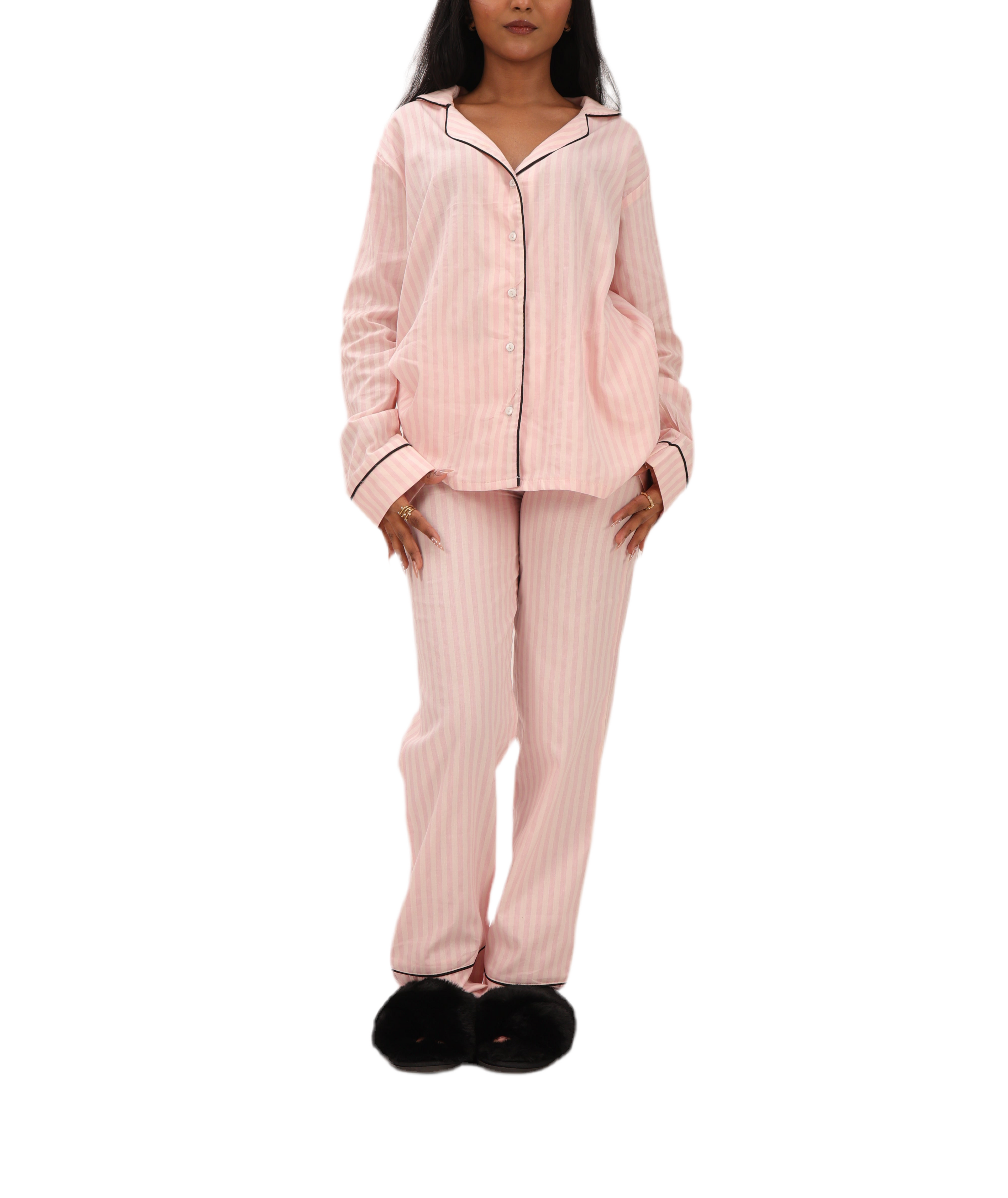 Striped linen pajama set