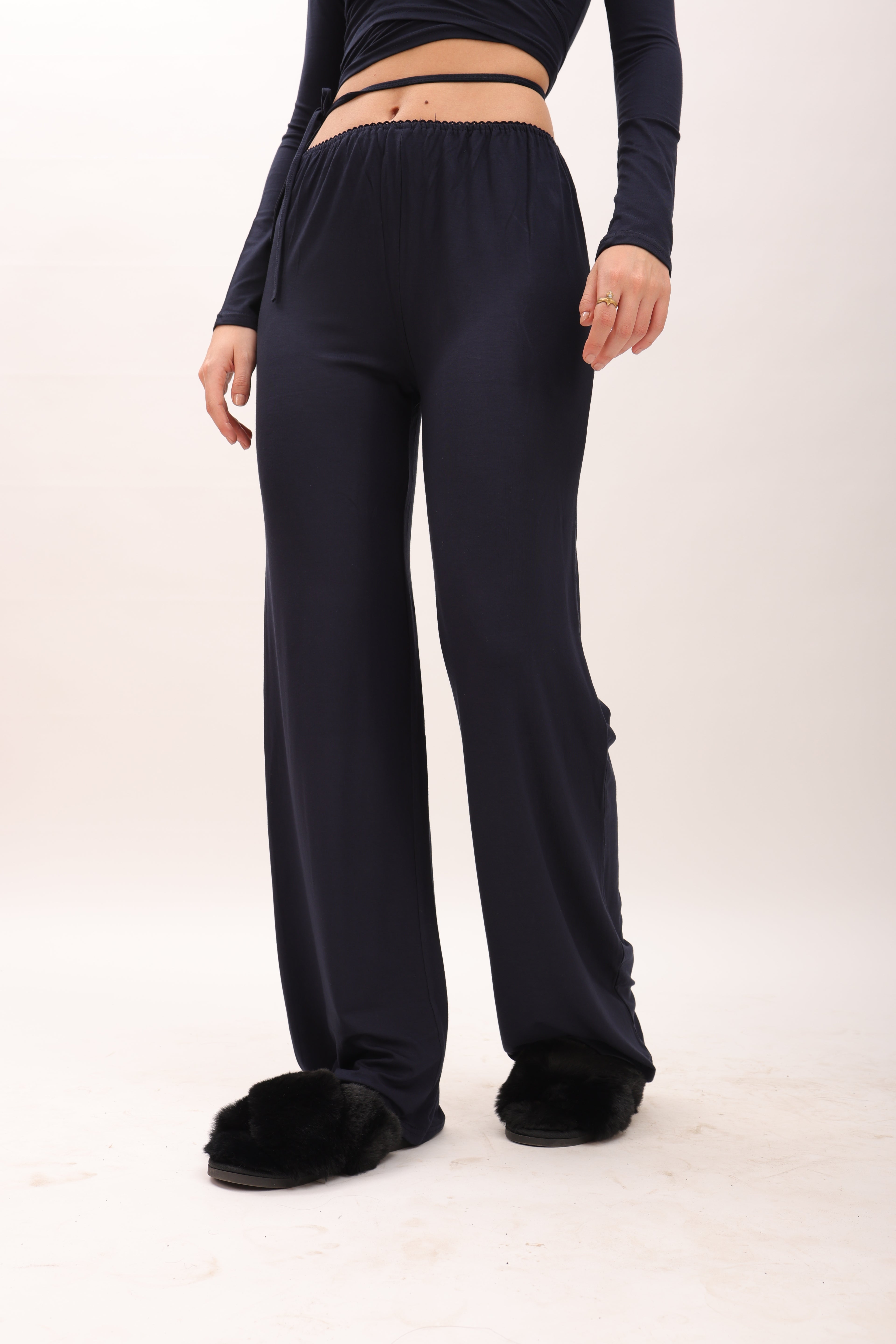 Navy lace trim lounge pajama