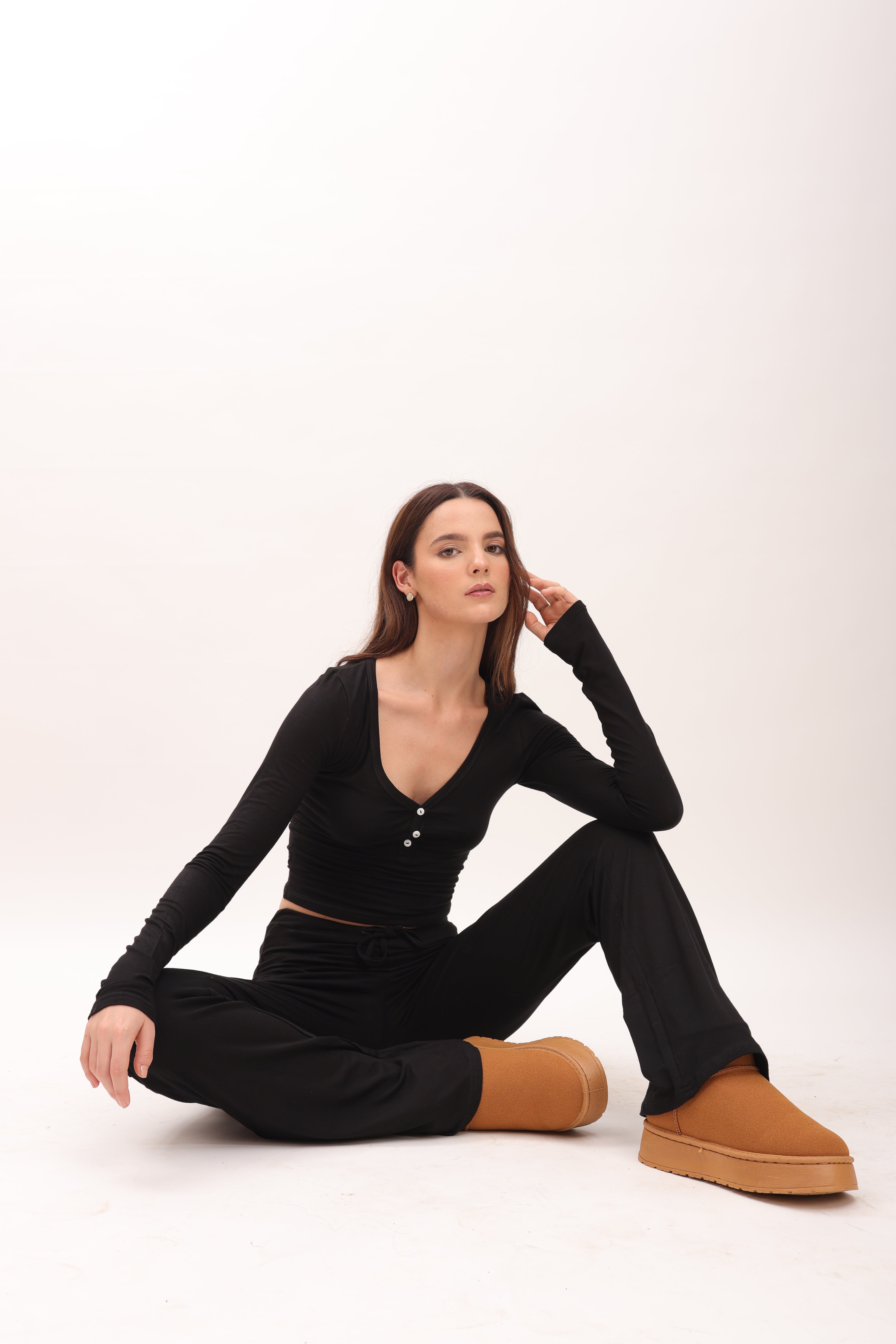 henley top with flared bottom