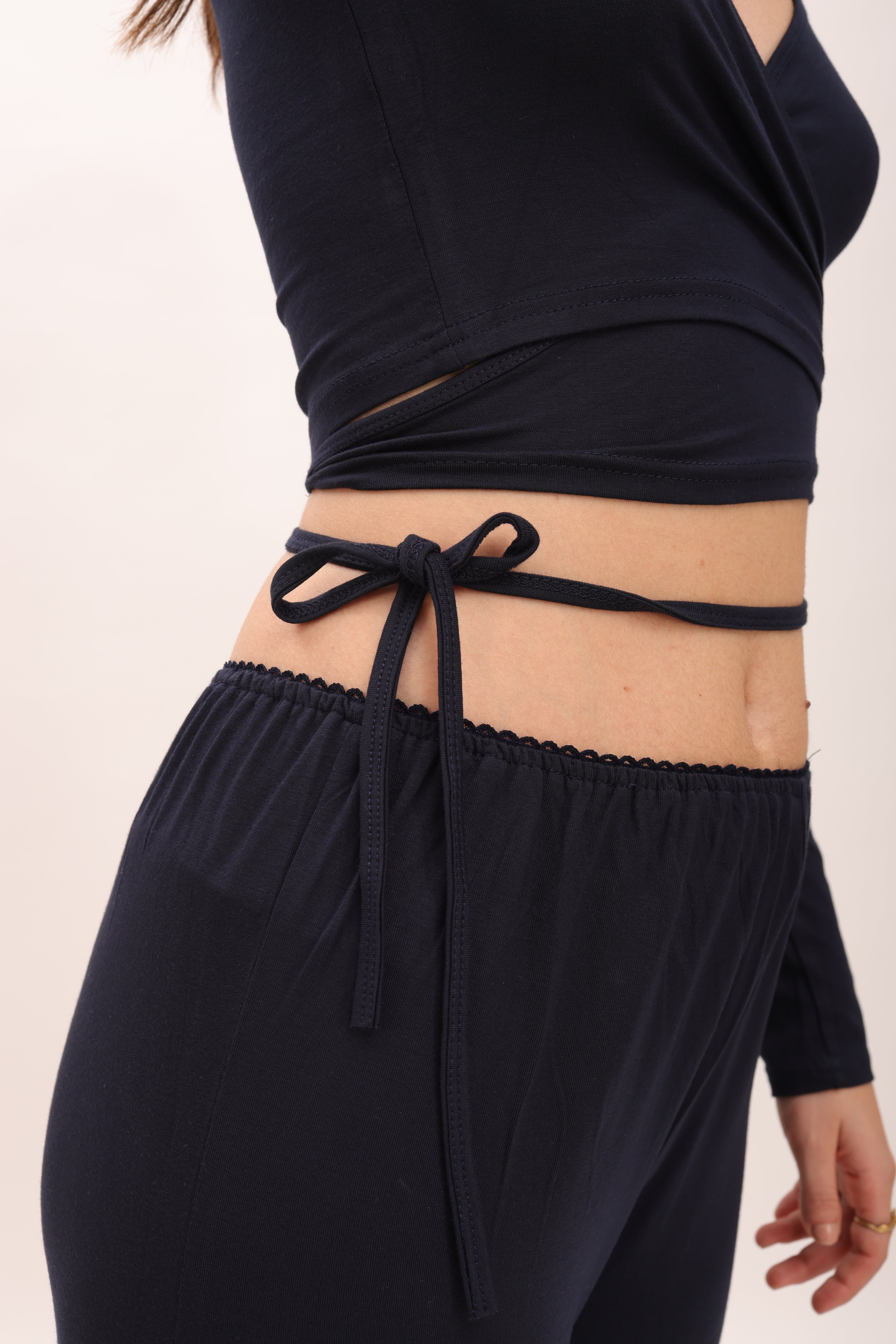 Navy lace trim lounge pajama