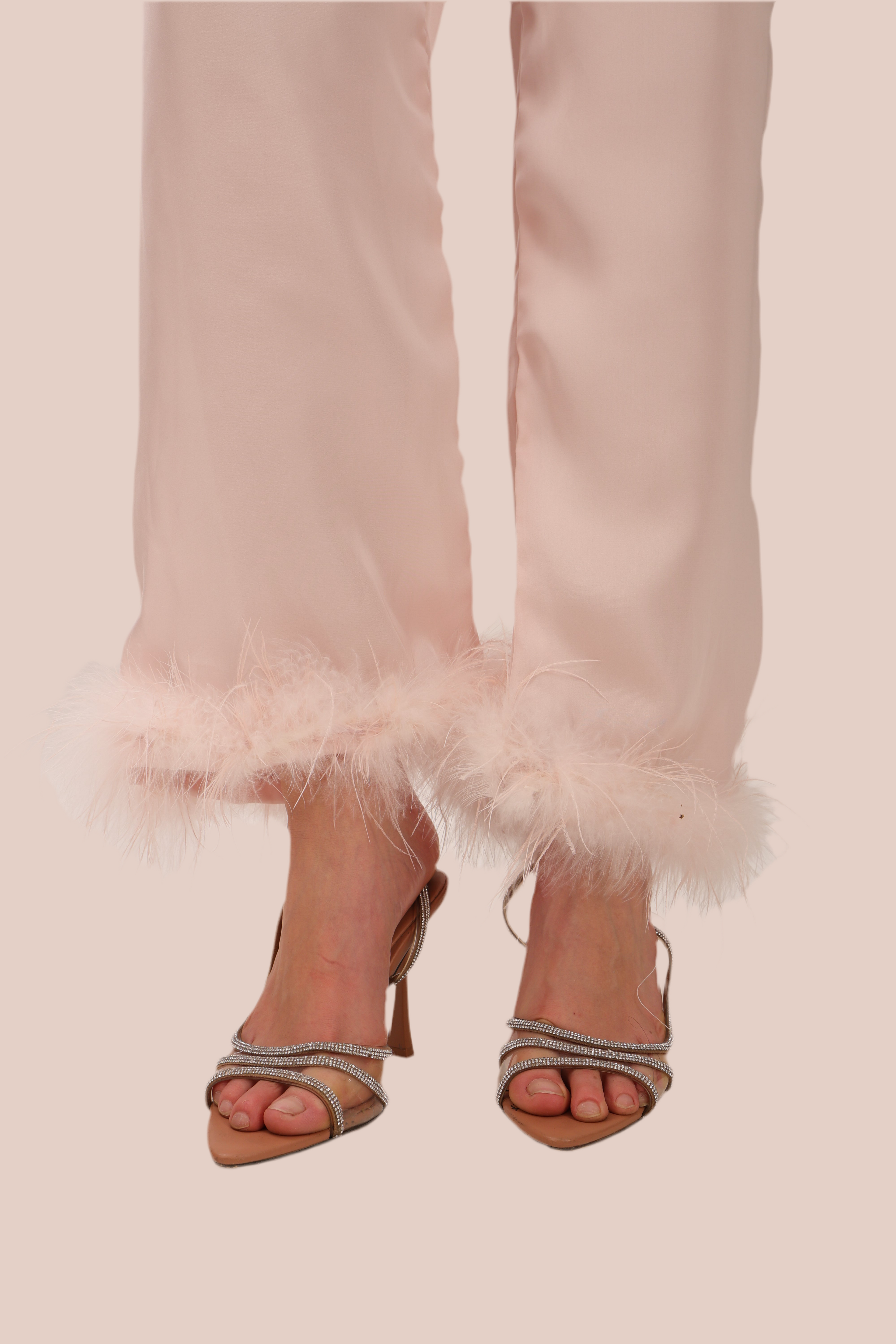 Pink satin fur pj set