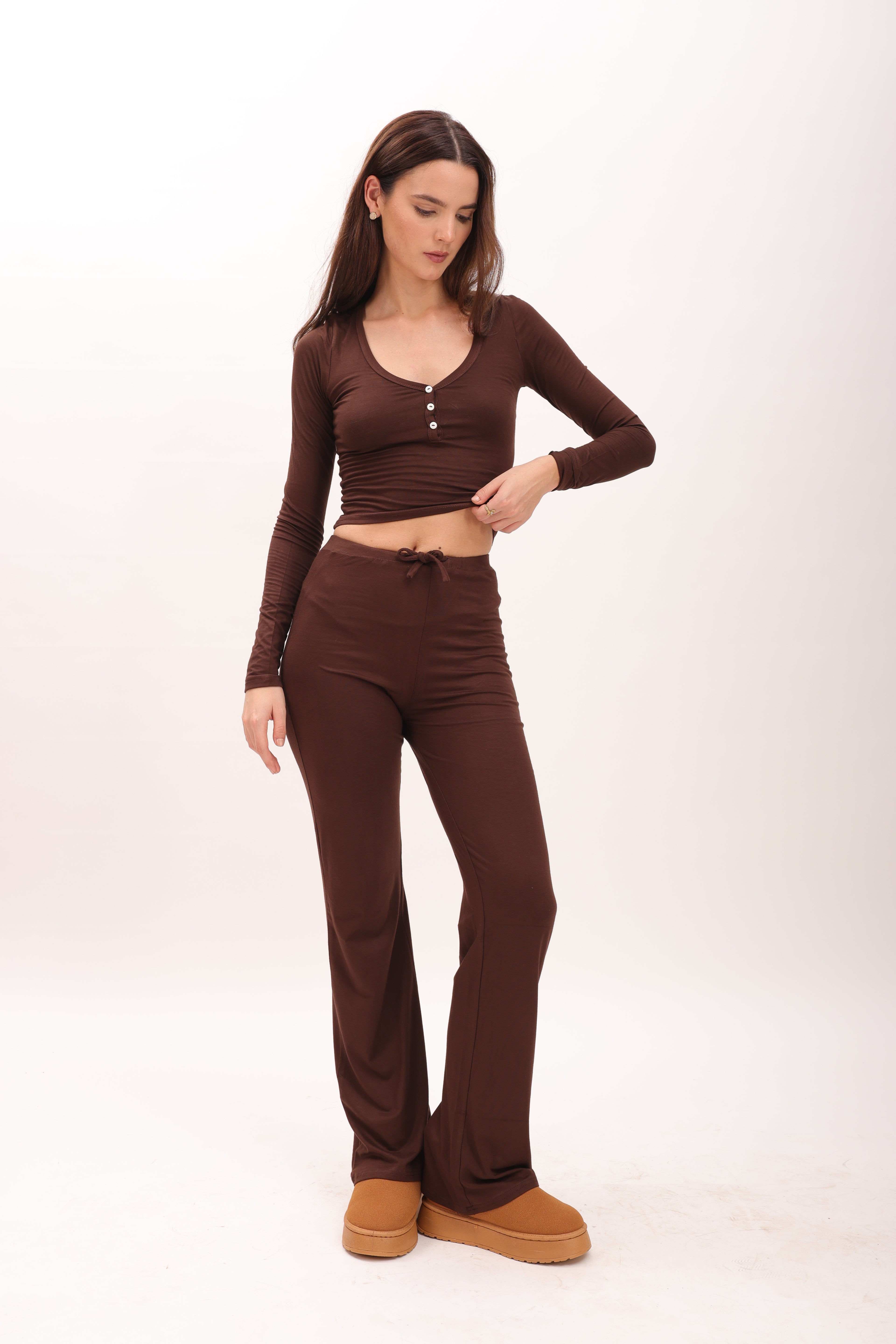 henley top with flared bottom