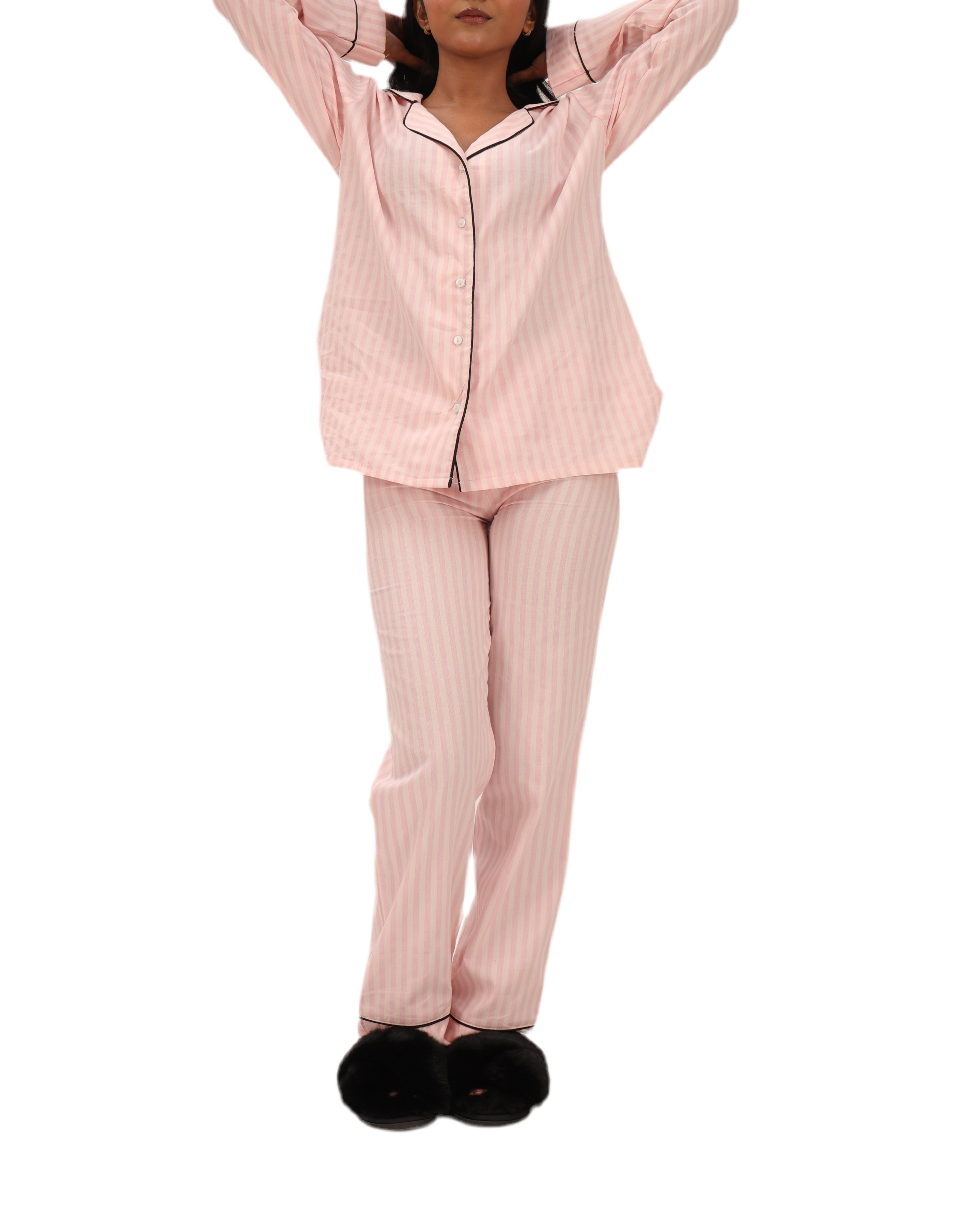 Striped linen pajama set