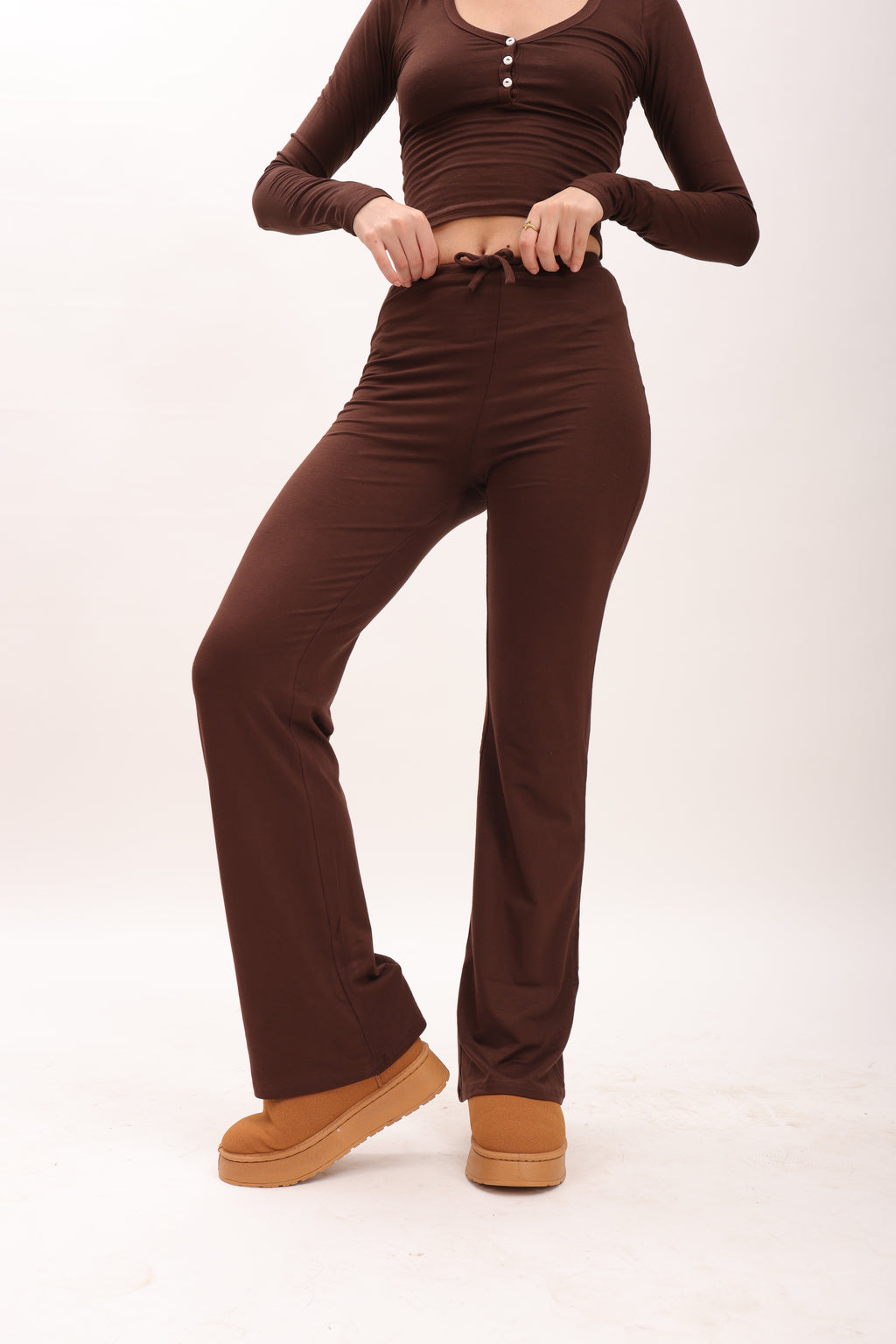 henley top with flared bottom
